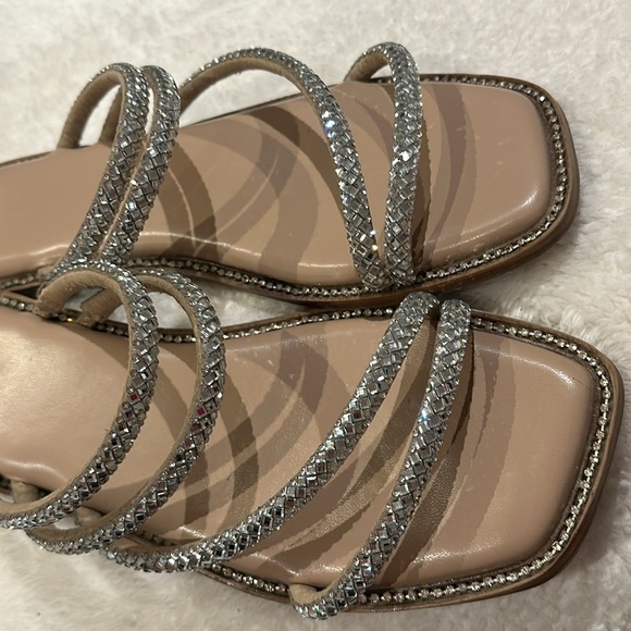 Nude Crystal embellished sandals with crystal straps - Picture 2 of 3
